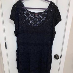 Vintage Torrid Sleek & Sexy Eyelet Little Black Dress 3XL